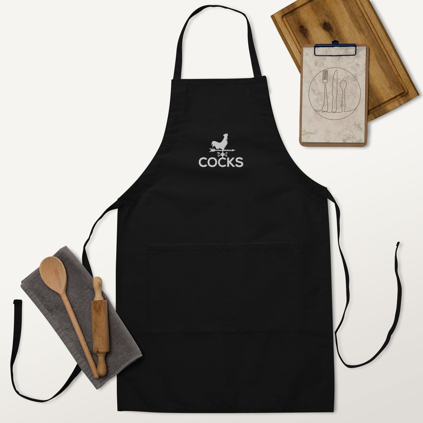 Cocks Embroidered Apron
