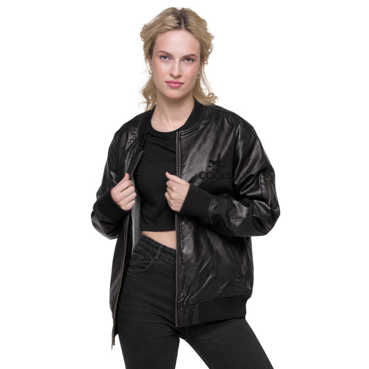 Cocks PU Leather Bomber Jacket