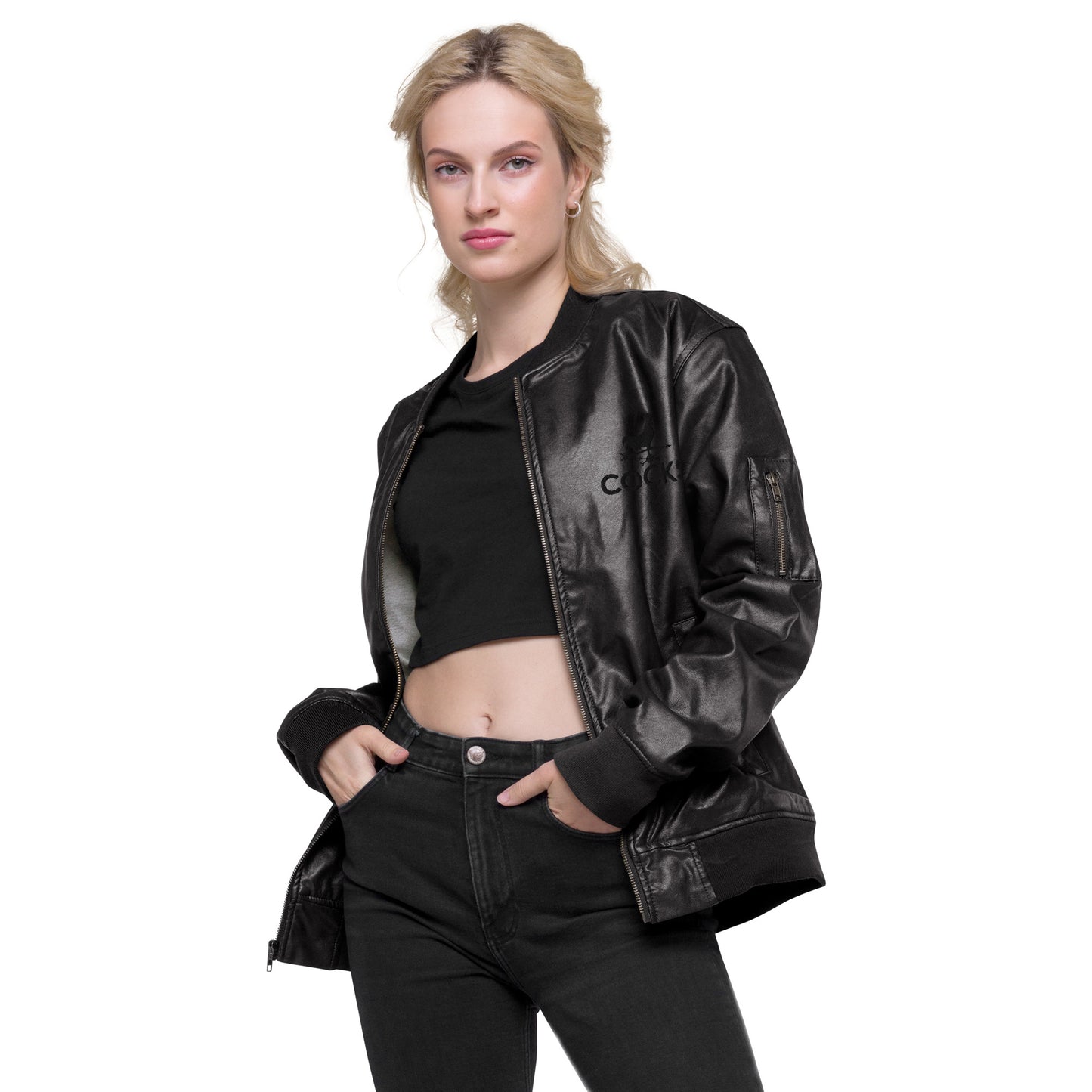 Cocks PU Leather Bomber Jacket