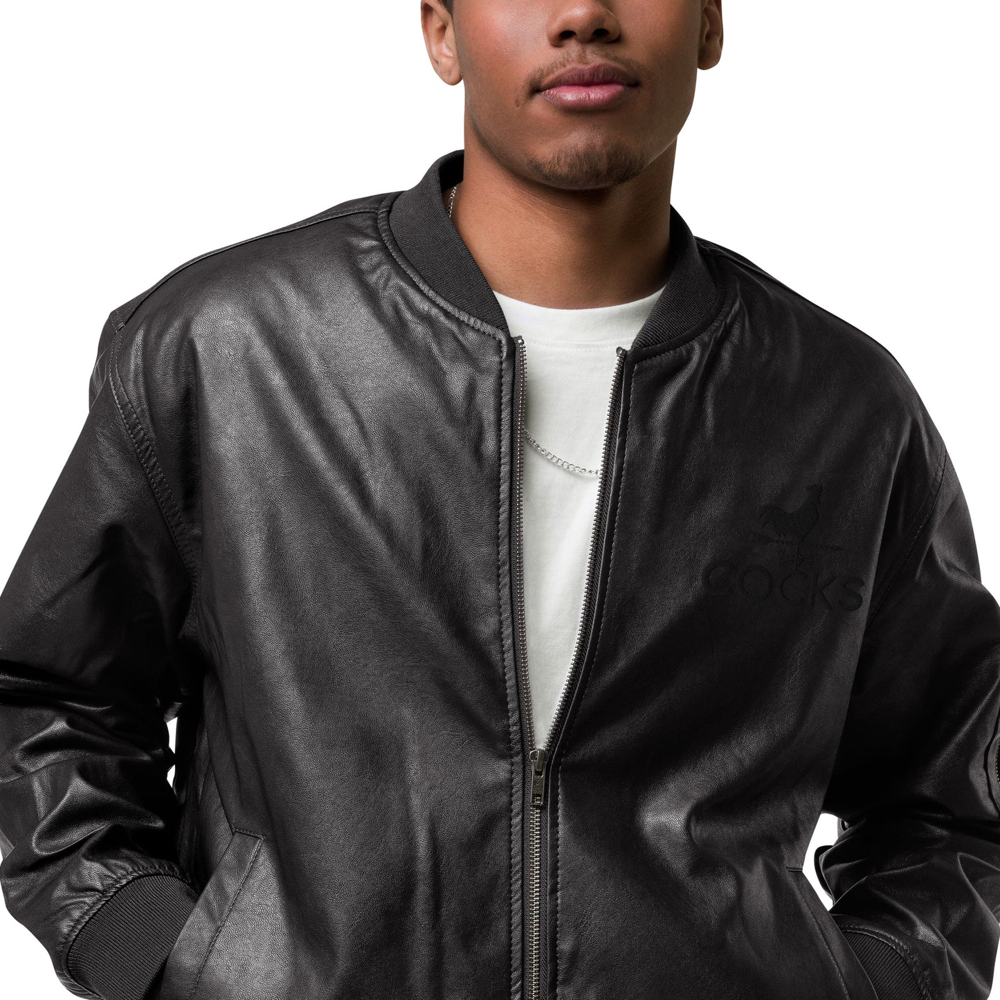 Cocks PU Leather Bomber Jacket
