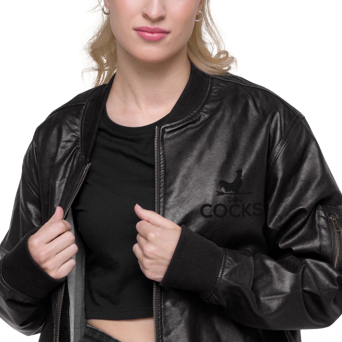 Cocks PU Leather Bomber Jacket